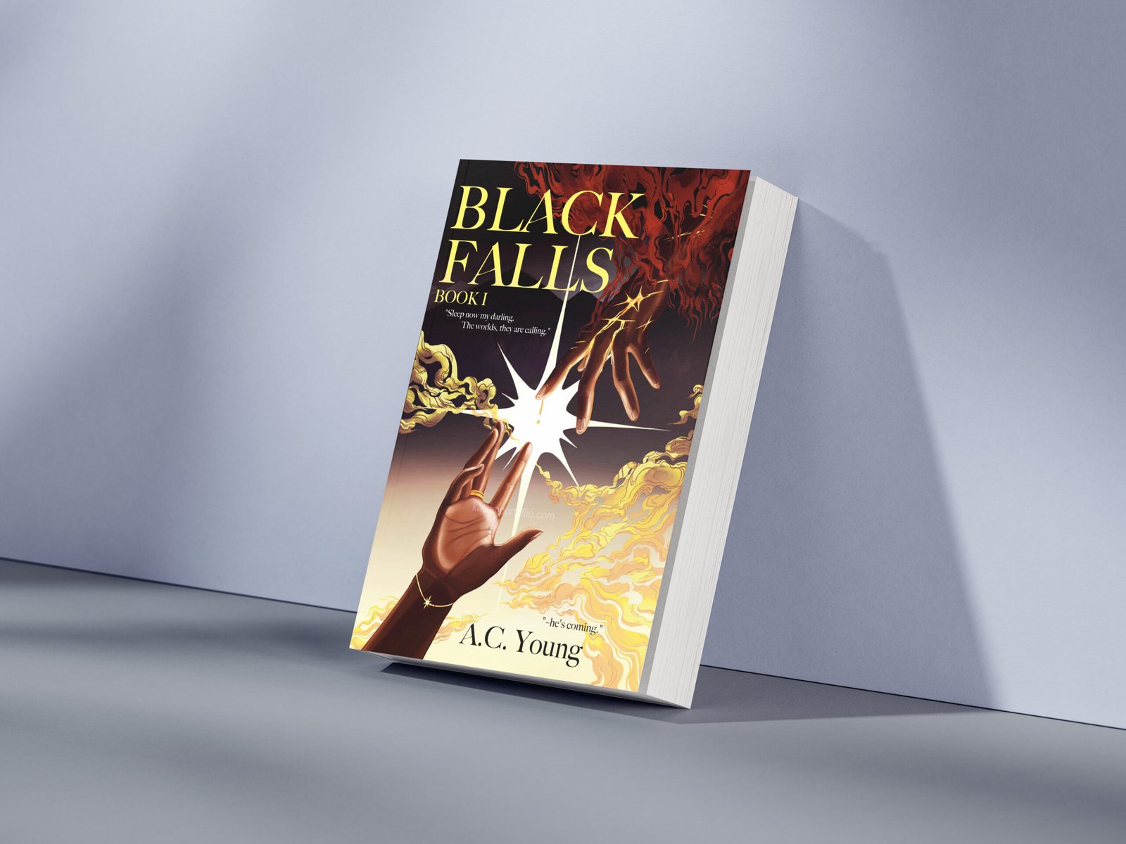 AC Young Black Falls book cover mockup